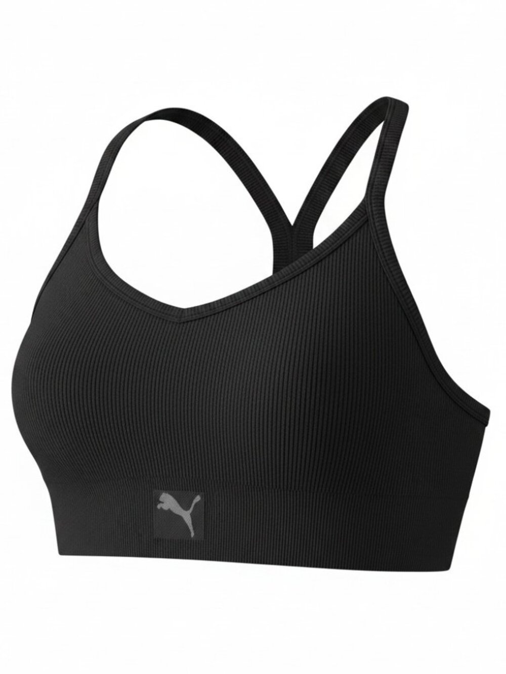 Puma Seamless Ribbed Racerback Bralette Sports Bra Black XL